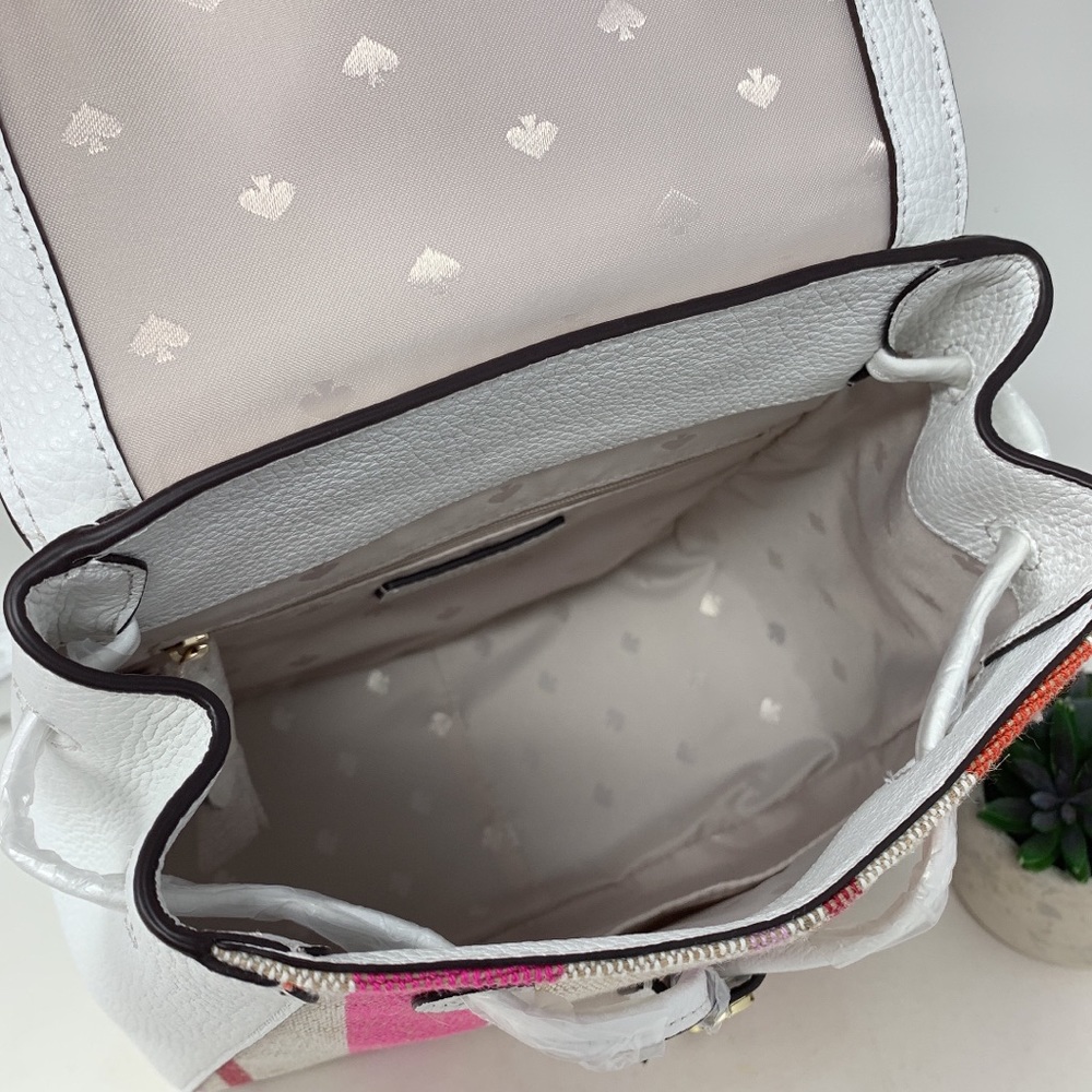 Kate Spade Leila Stripe Canvas MD Flap Backpack - Picture 9 of 10